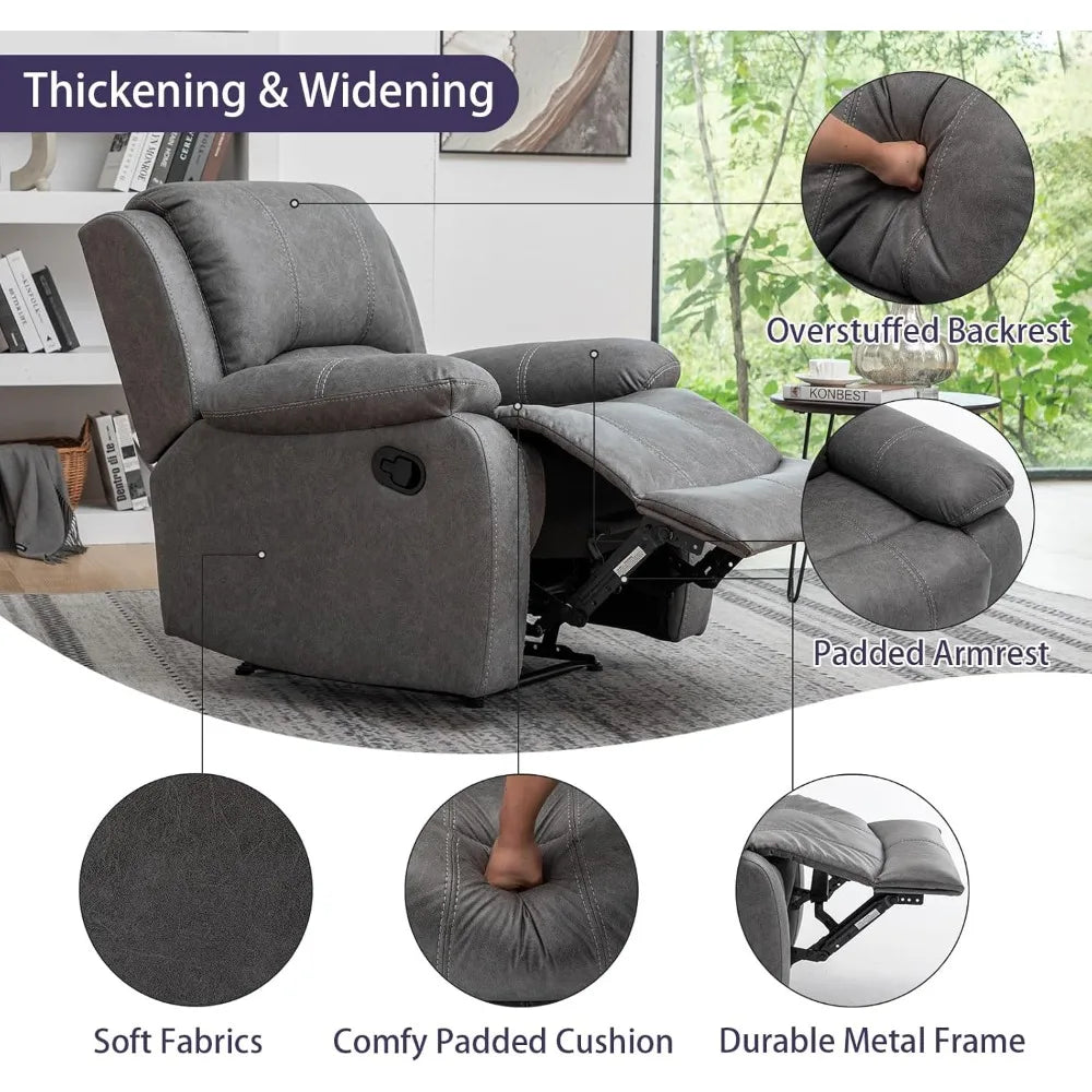 Manual Leather Recliner Chair for Adults,