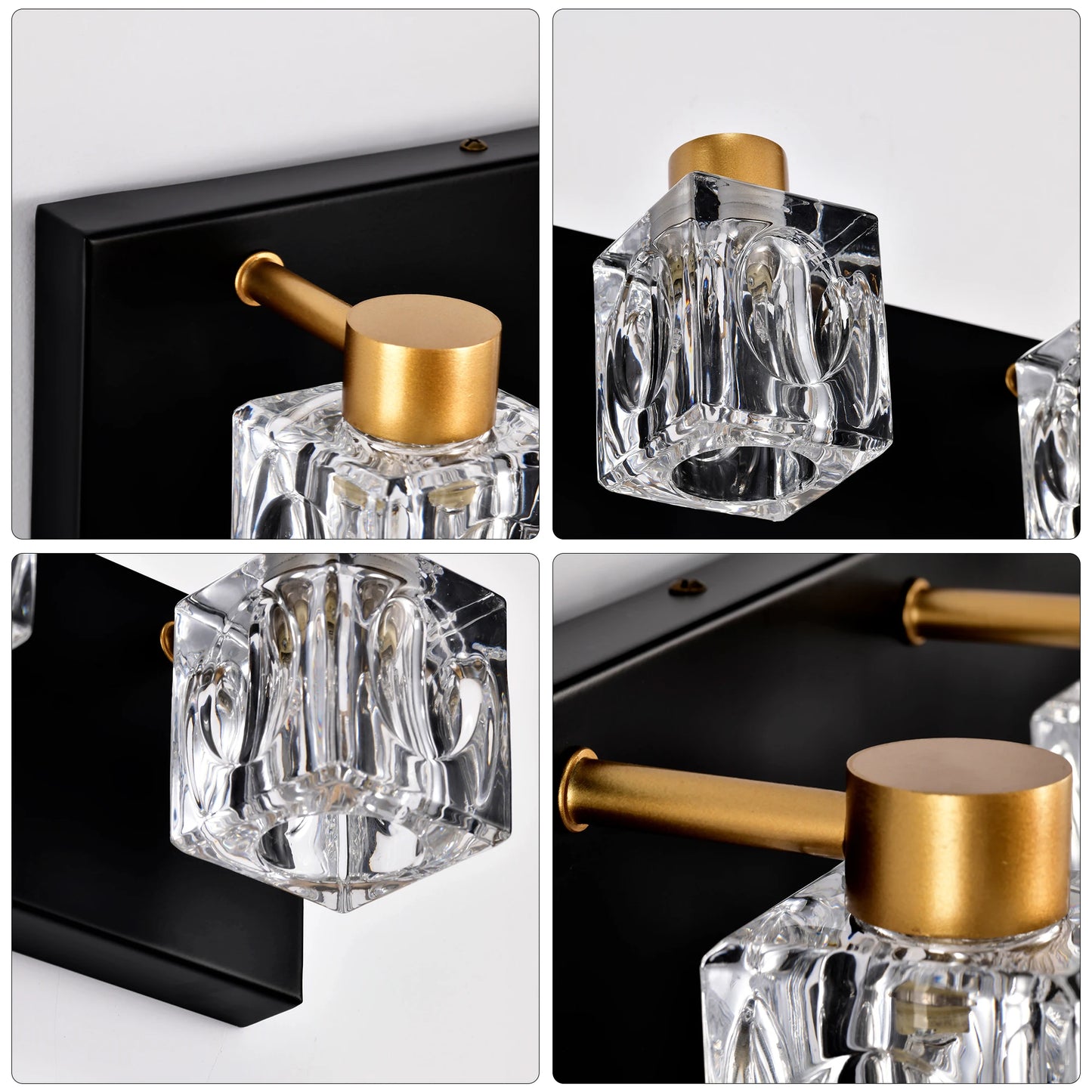 Matte Black + Gold Bathroom Light Fixtures,