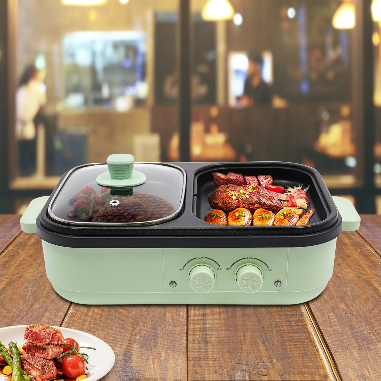 2-In-1 Electric Green Hot Pot