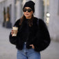 Cropped Faux Fur Coat Women Winter