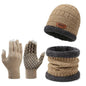 3pc Thermal Windproof Winter Set Fleece Hat Scarf Gloves