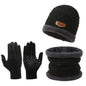 3pc Thermal Windproof Winter Set Fleece Hat Scarf Gloves