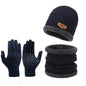 3pc Thermal Windproof Winter Set Fleece Hat Scarf Gloves