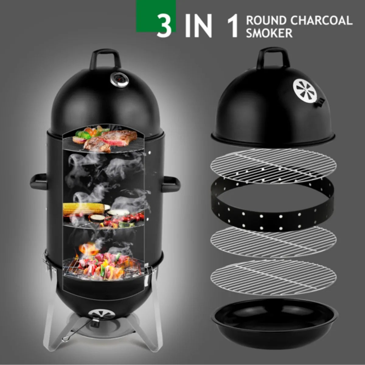 Vertical Steel Charcoal Smoker