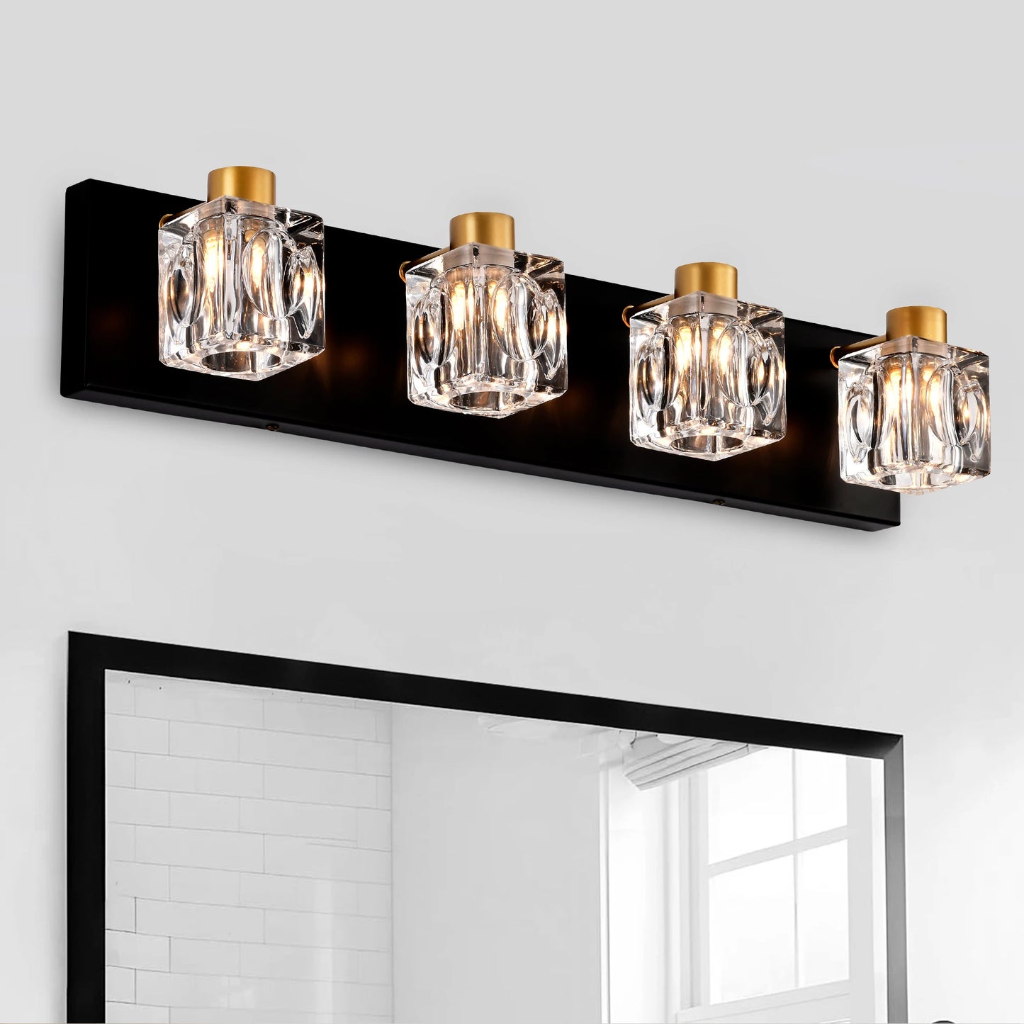 Matte Black + Gold Bathroom Light Fixtures,