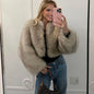 Cropped Faux Fur Coat Women Winter
