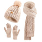 Winter comfortable pompom hat, knitted  scarf