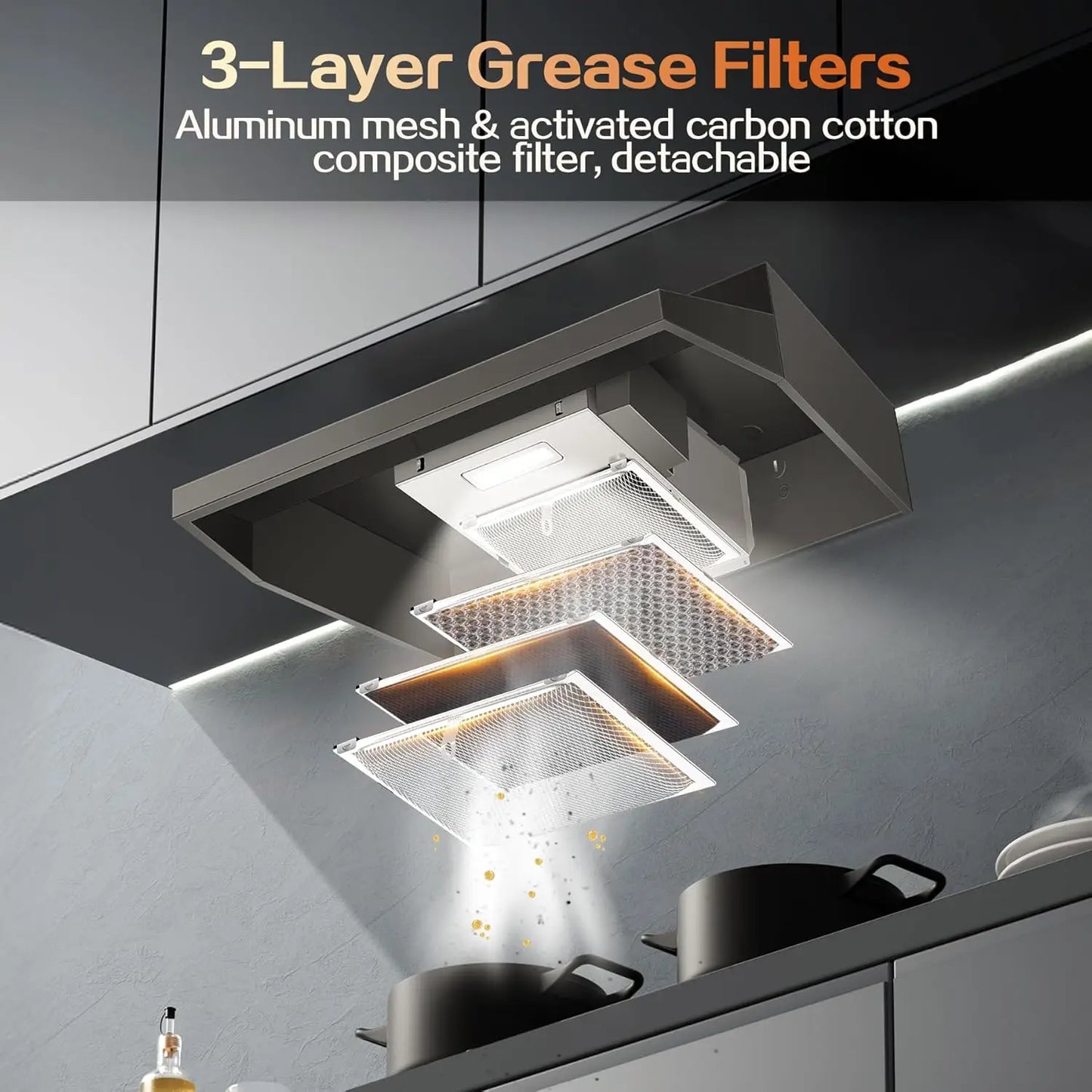 Under Cabinet  Black Ducted/Ductless Kitchen Stove Vent