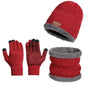 3pc Thermal Windproof Winter Set Fleece Hat Scarf Gloves