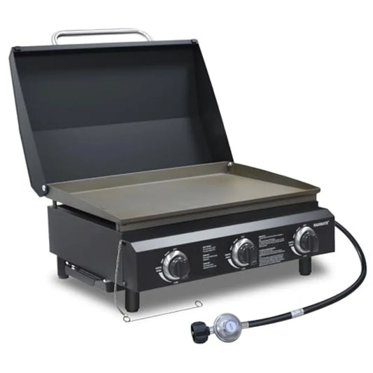 Portable Propane Griddle with Lid 22 Inch 3 Burners