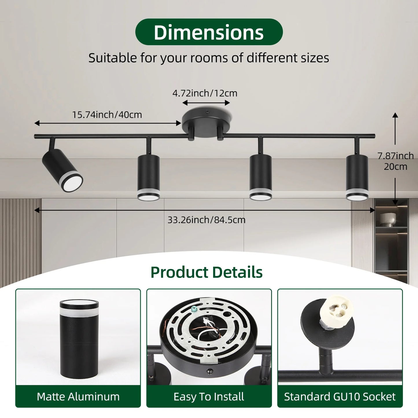 Spotlight Black Track  Rotatable Living Room LIGHT