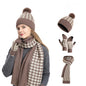 Women Winter Cable Knit Hat , Scarf and Gloves Set