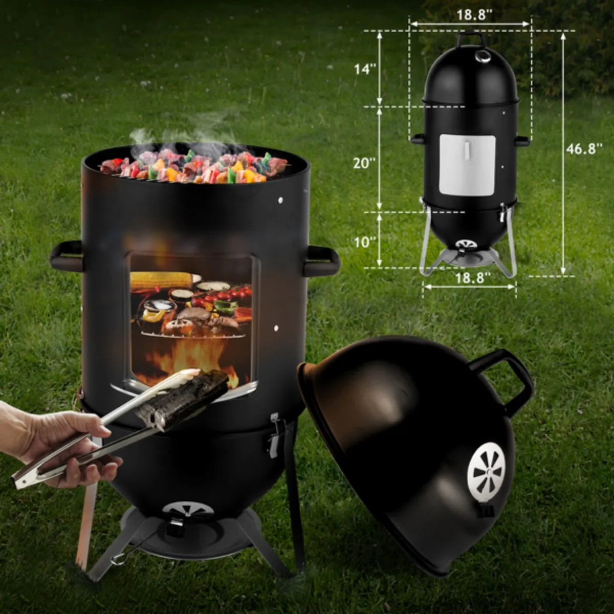 Vertical Steel Charcoal Smoker