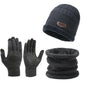 3pc Thermal Windproof Winter Set Fleece Hat Scarf Gloves