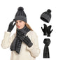 Women Winter Cable Knit Hat , Scarf and Gloves Set