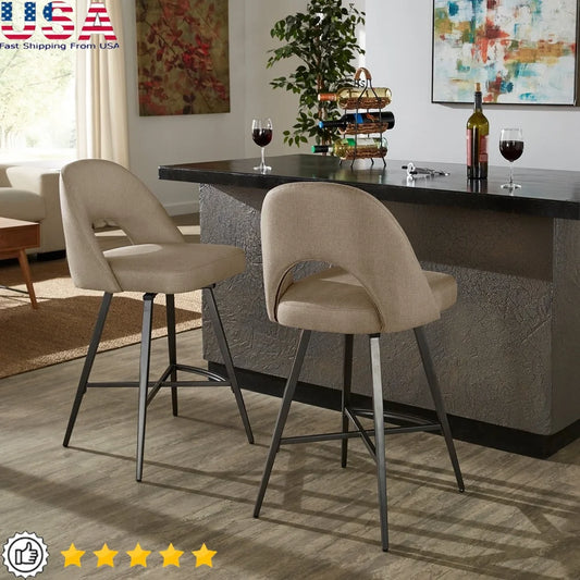 Set of 2 Metal Swivel Counter Height Stools