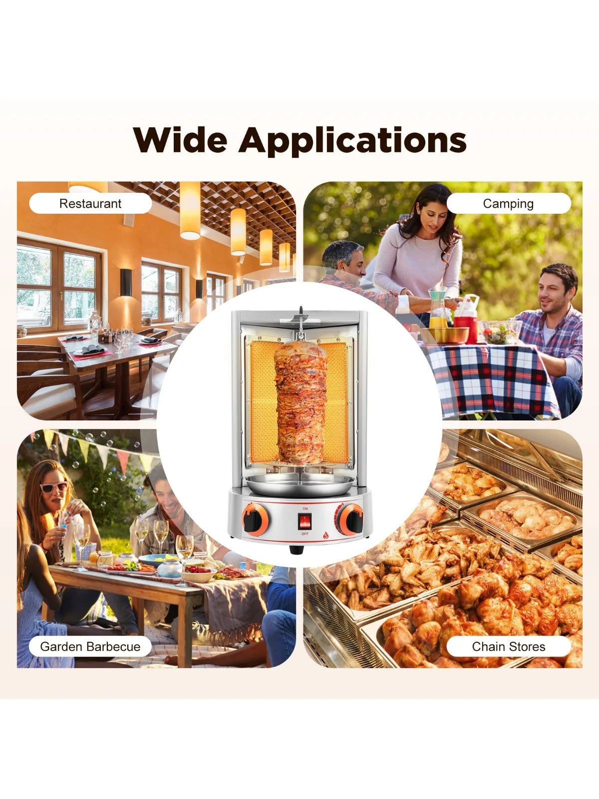 rotating Shawarma Gas Rotisserie   Grill