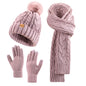 Winter comfortable pompom hat, knitted  scarf