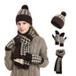 Women Winter Cable Knit Hat , Scarf and Gloves Set