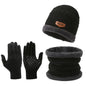 3pc Thermal Windproof Winter Set Fleece Hat Scarf Gloves