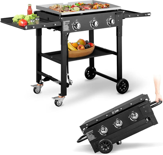 3 Burner Portable Flat Top Gas Grill