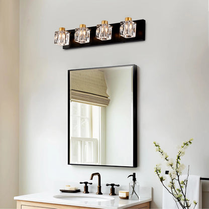 Matte Black + Gold Bathroom Light Fixtures,