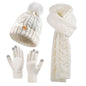 Winter comfortable pompom hat, knitted  scarf