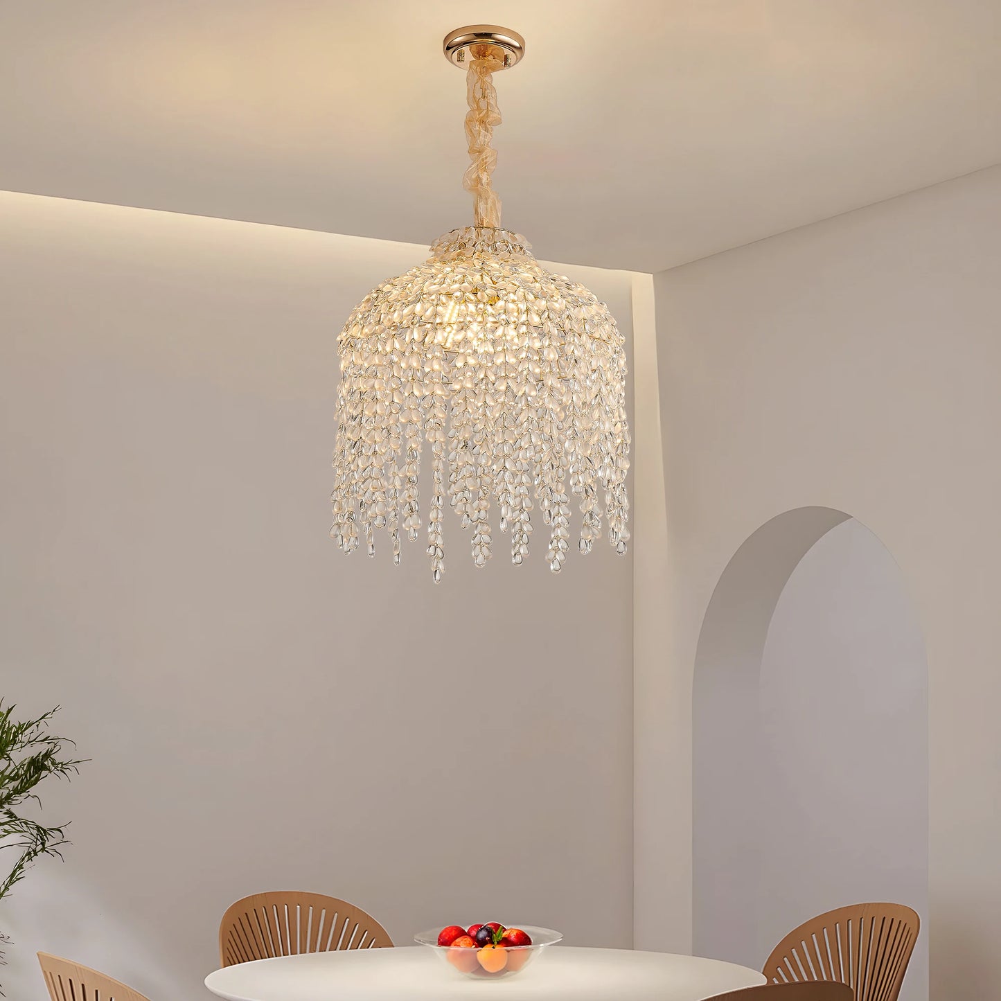 Light Chandelier Waterfall Design with Crystal Bead Strings