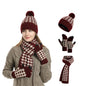 Women Winter Cable Knit Hat , Scarf and Gloves Set