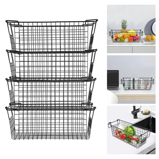 4 PCS Vegetable Storage Baskets  Pantry Storage and Organization Potato and Onion Storage Containers 4 Pack