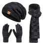 Winter men's and women's hat, scarf and glove set, couple style,