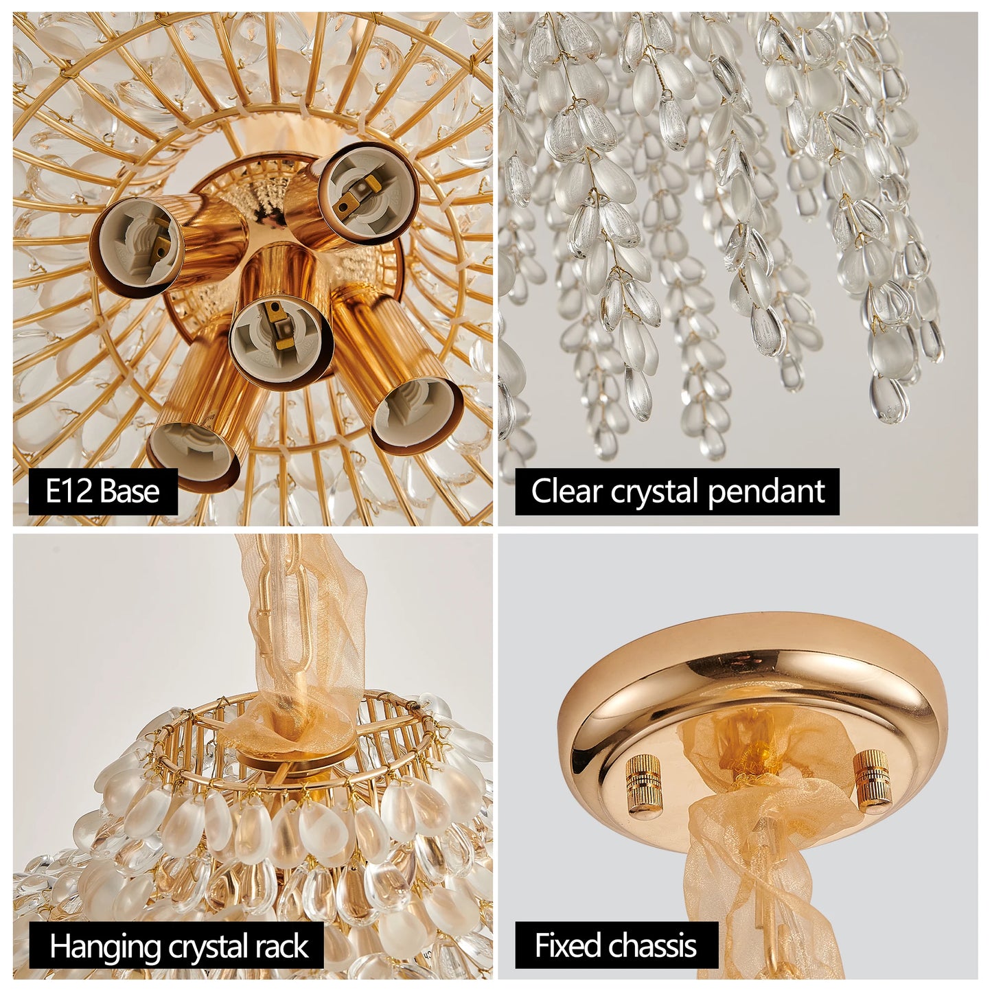 Light Chandelier Waterfall Design with Crystal Bead Strings