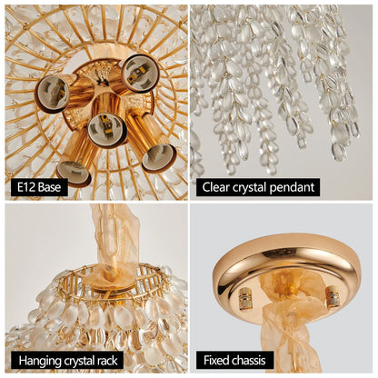 Light Chandelier Waterfall Design with Crystal Bead Strings