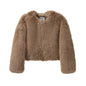 Cropped Faux Fur Coat Women Winter