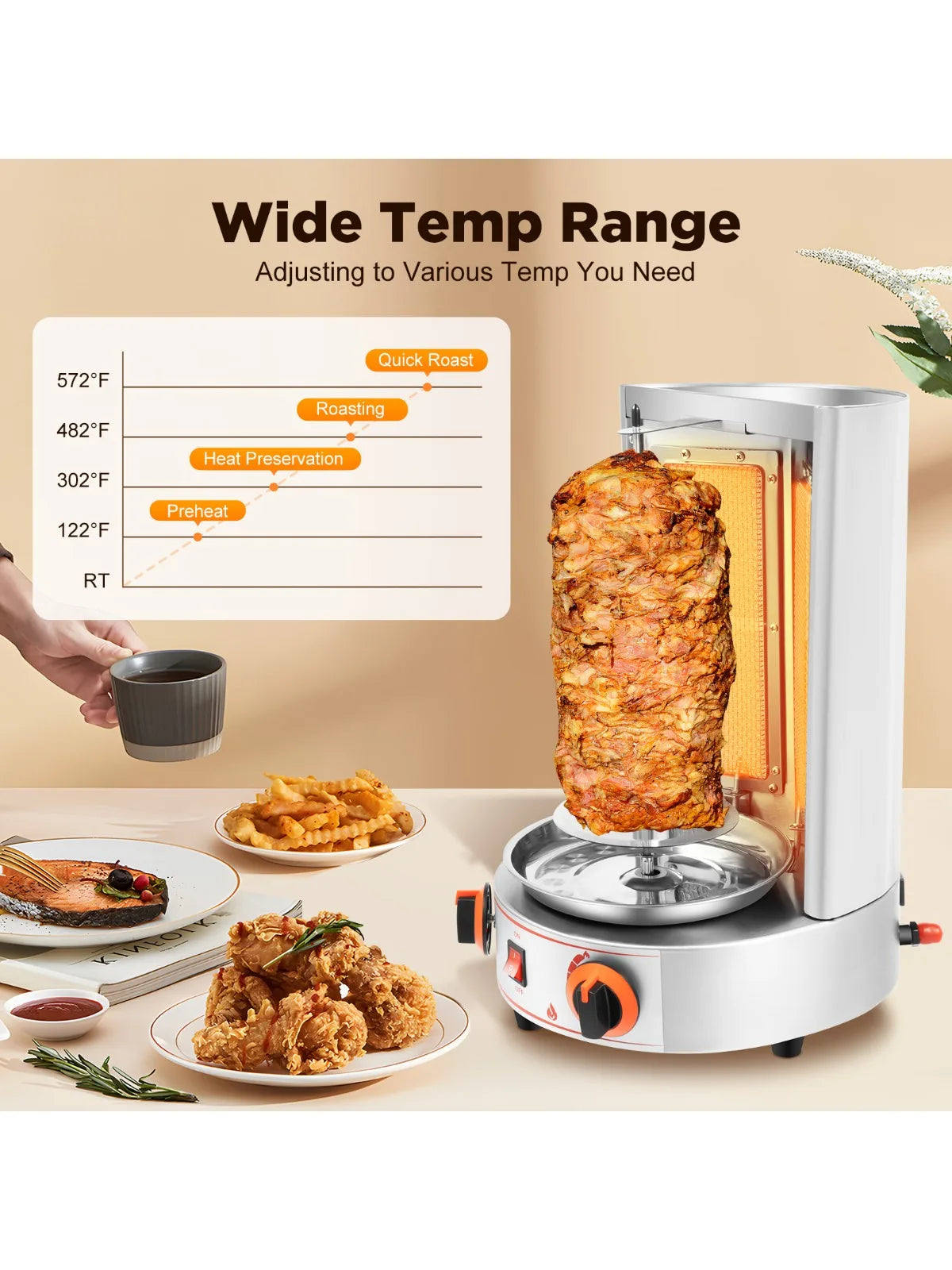 rotating Shawarma Gas Rotisserie   Grill