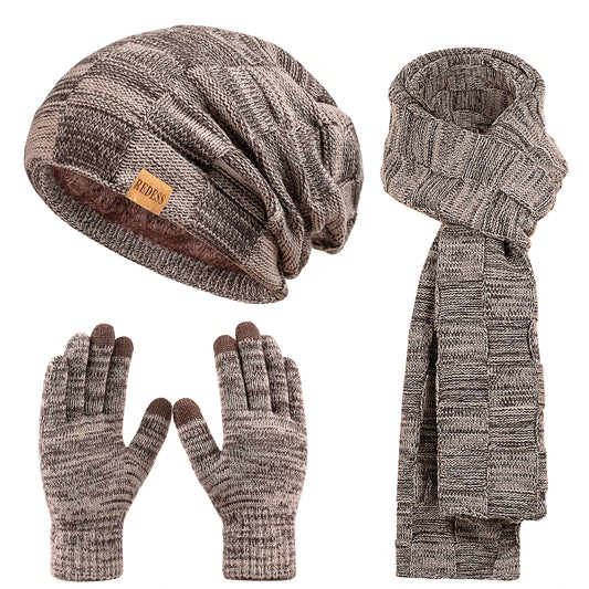 Winter men's and women's hat, scarf and glove set, couple style,