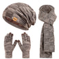 Winter men's and women's hat, scarf and glove set, couple style,