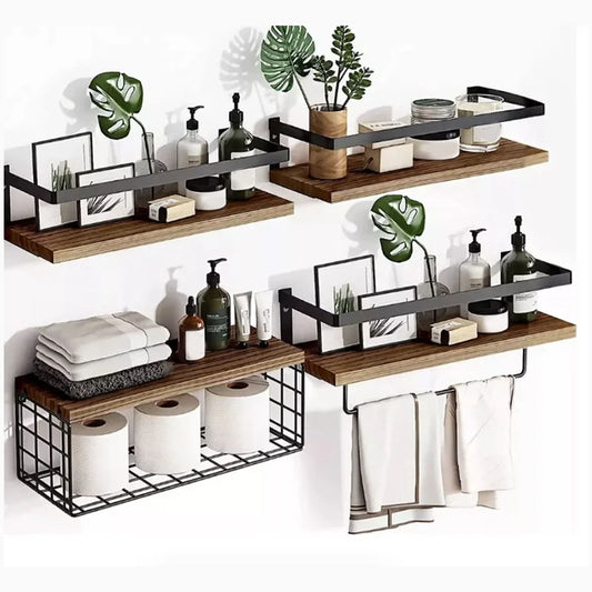 4pcs floating shelf,   bathroom organizers ，book shelf