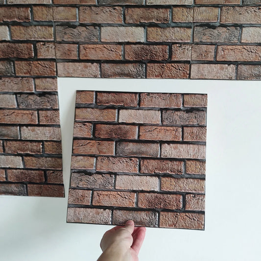 Brown Brick Pattern Self-adhesive Wall Sticker