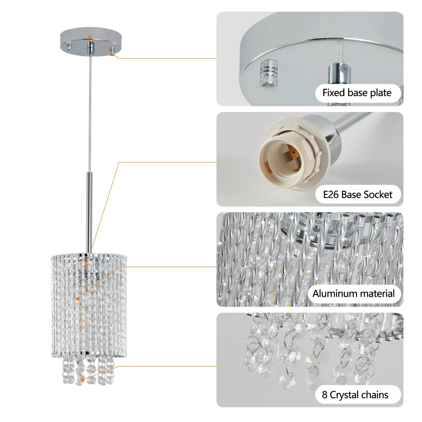 Crystal Pendant  Hanging Ceiling Fixture