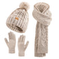 Winter comfortable pompom hat, knitted  scarf